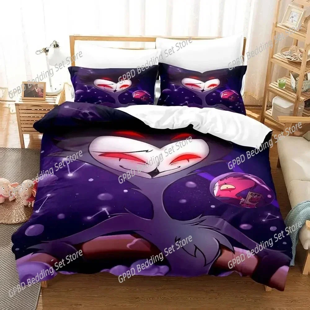 Anime Stolas Helluva Hazbin Hotels Boss 3D Bedding Set Duvet Cover Pillowcases Single Twin Full Queen King Size Home Decor Quilt 6