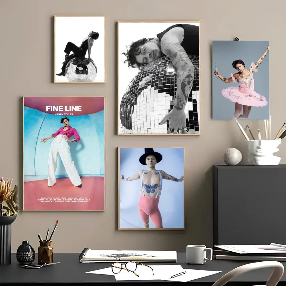 1PC Music Star Poster Paper Waterproof HD Sticker Singer H-Harry Styles Bedroom Entrance Home Living Room Bar Wall Decoration