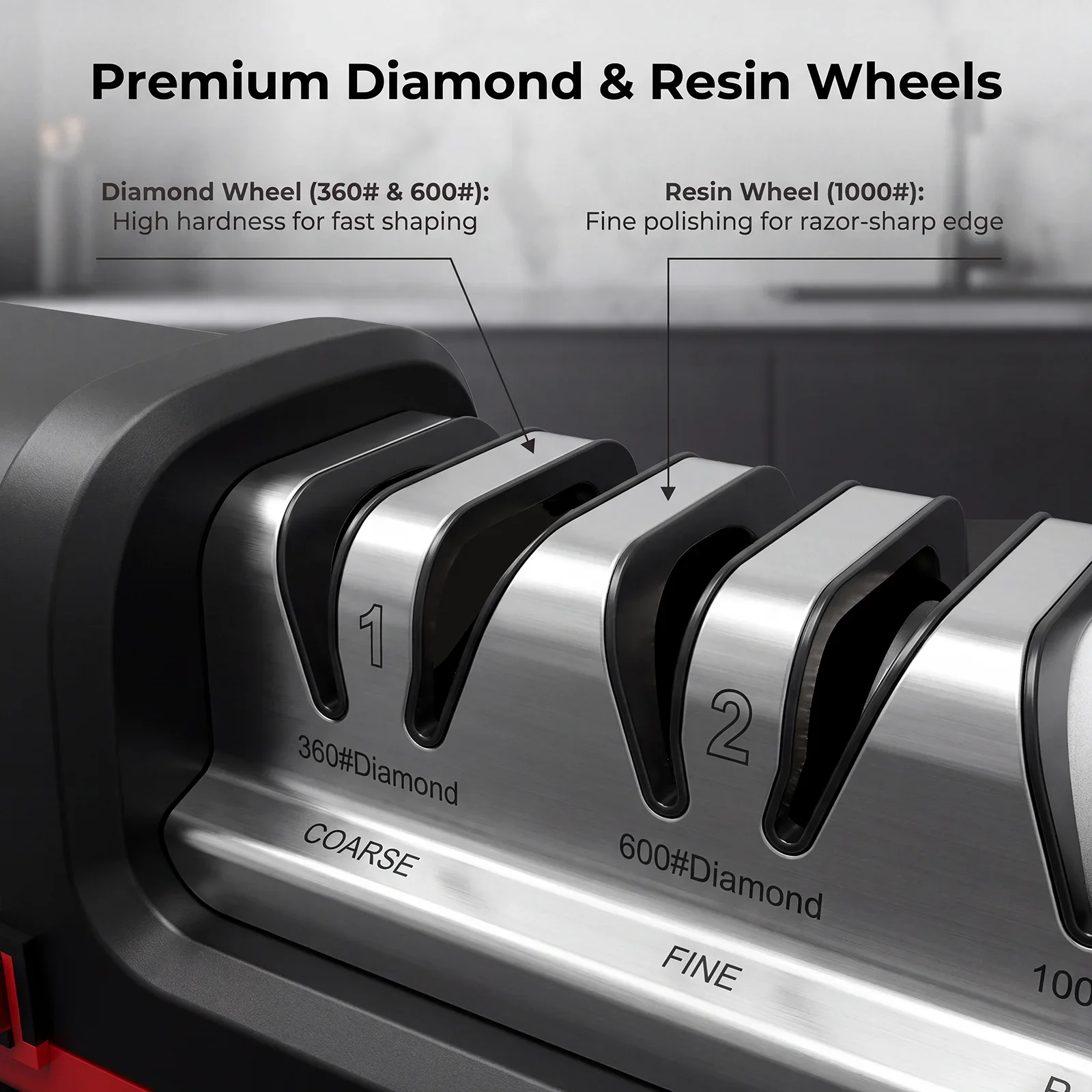 Taidea Knife Sharpener 3 Stage Electric Diamond 360 600 1000 Grit Resin Wheel ABS Stainless Steel Kitchen Tool Must Have