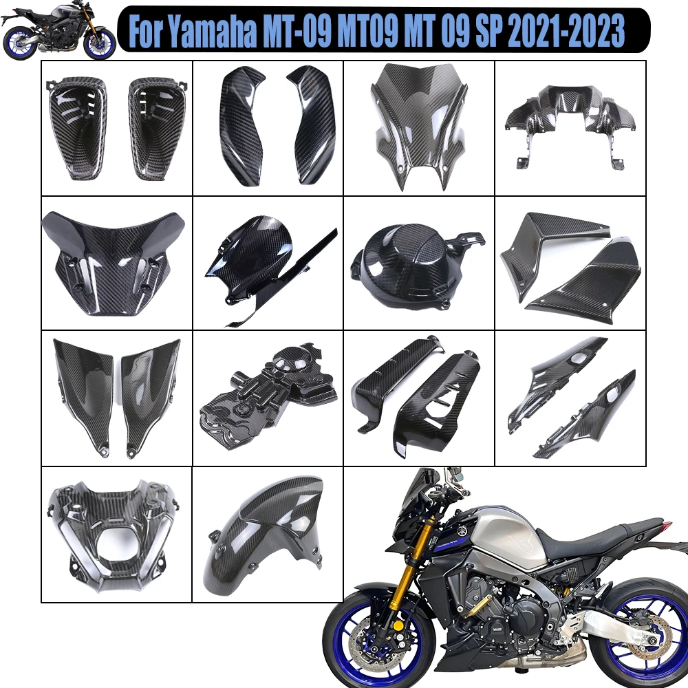For Yamaha MT-09 MT09 MT 09 SP 2021- 2023 Carbon Fiber Radiator Guard Front Rear Seat Side Panel Full Set Motorcycle Accessories