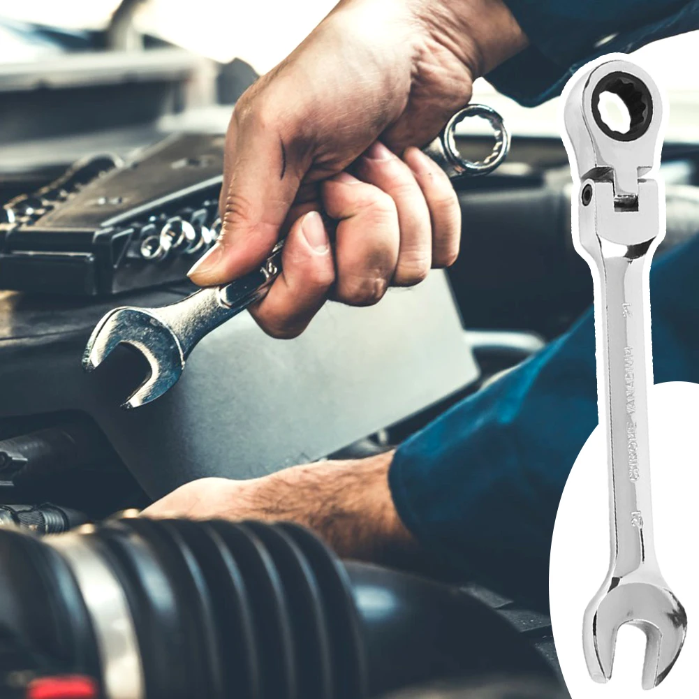 Dual-Purpose Movable Head Ratchet Wrench,High Hardness,Stable Auto Repair Tool,Hardware for Auto Maintenance,180 ° Adjustables