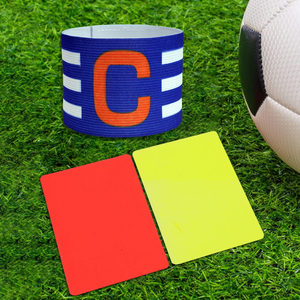 

Captain Armband & Referee Card Set Football Match Cards Adjustable Professional Red Yellow Cards Bright Color for Football Match