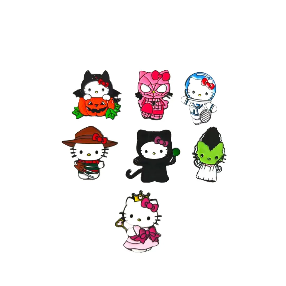

Cute Cartoon Soft Cute HelloKitty Halloween Brooch Sanrio Metal Badge Cute Cat Alloy Pin Accessory Y2k Fashion Toys Anime Frind