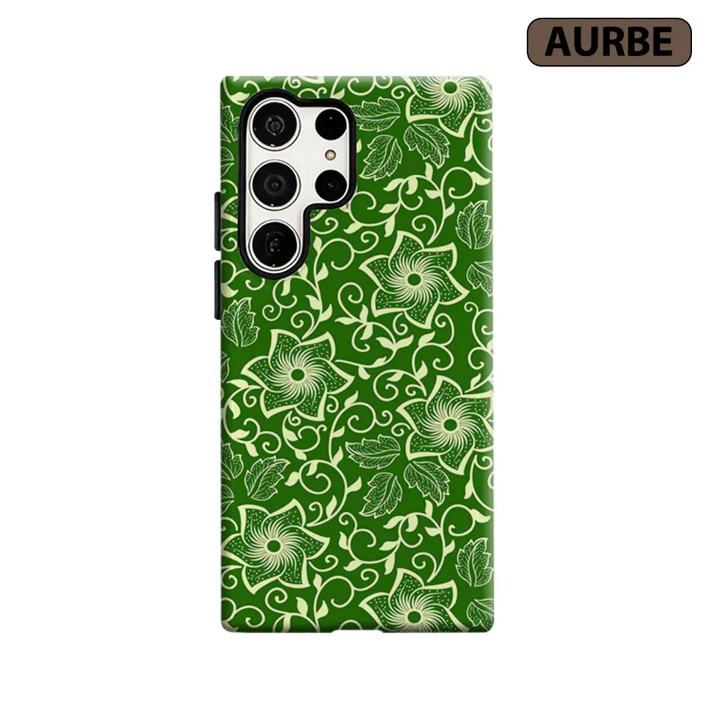 Aurbe Phone Case For Samsung Galaxy S26 S25 S24 S23 Ultra Plus HD Hard Green Vine Whimsy Double Layer Film Cover