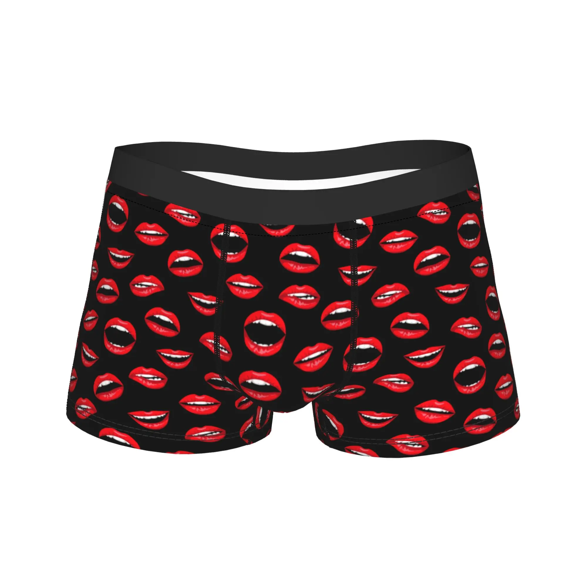 Red woman lips seamless  Image Underwear  Print Boxershorts High Quality Men Panties Funny Boxer Brief Gift