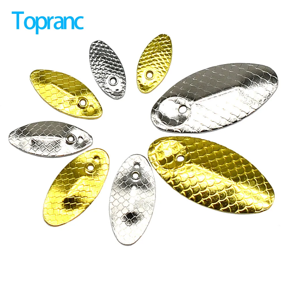 Topranc 40Pcs Fishing Spinner Metal Copper Spoons Bait Blade Tackle Craft Not Hurt the Line DIY Bait Fishing Lure Accessories
