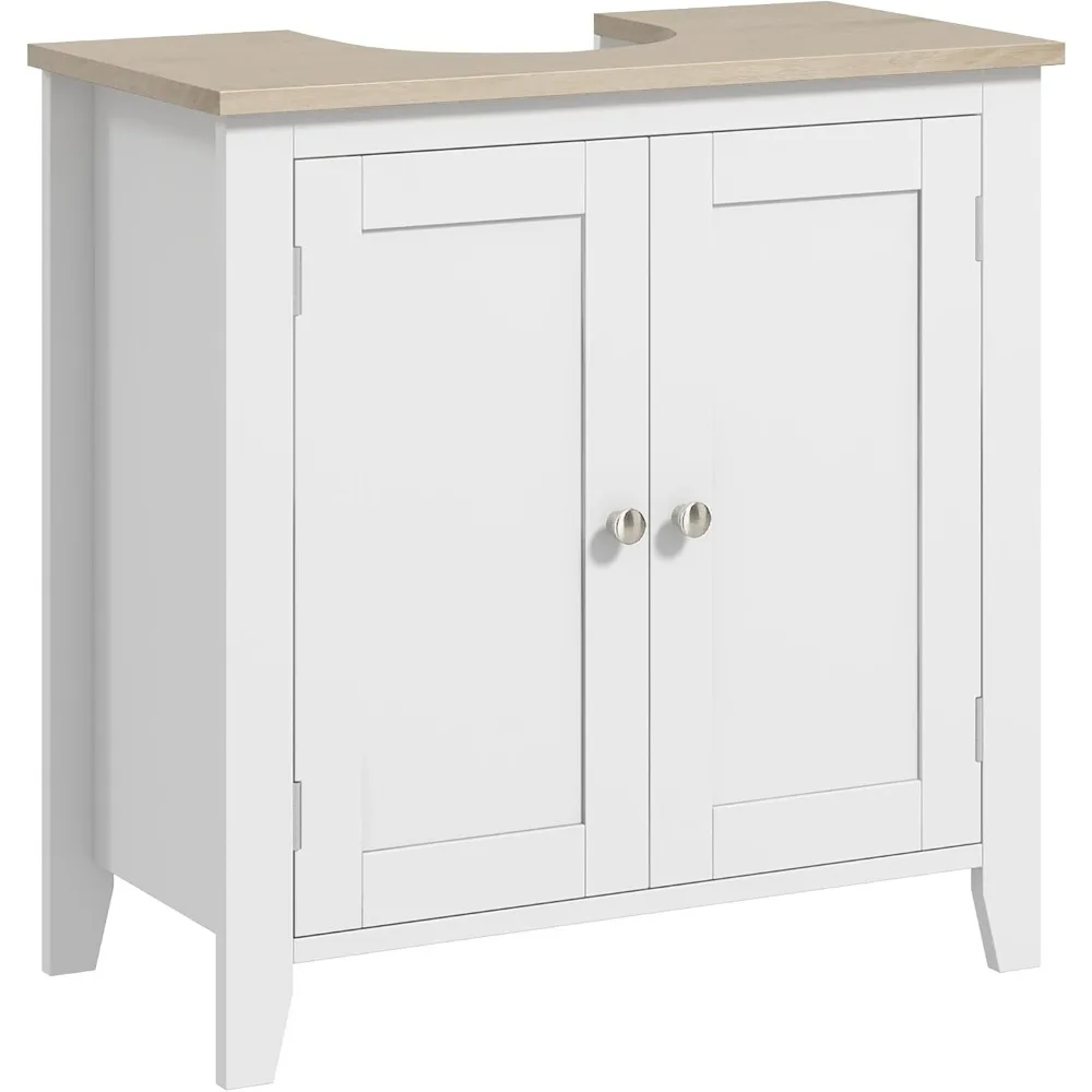 

Sink Storage Cabinet, Under Sink Cabinet, Bathroom Vanity Cabinet with U-Shape and Adjustable Internal Shelf