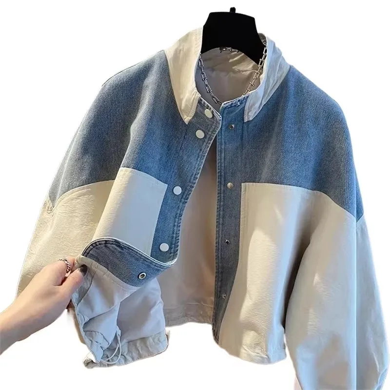 

2025 New Spring Autumn Korean Women's Denim Jacket Windbreaker Female Loose Long Sleeve Short Basic Coat Ladies Casual Outwear