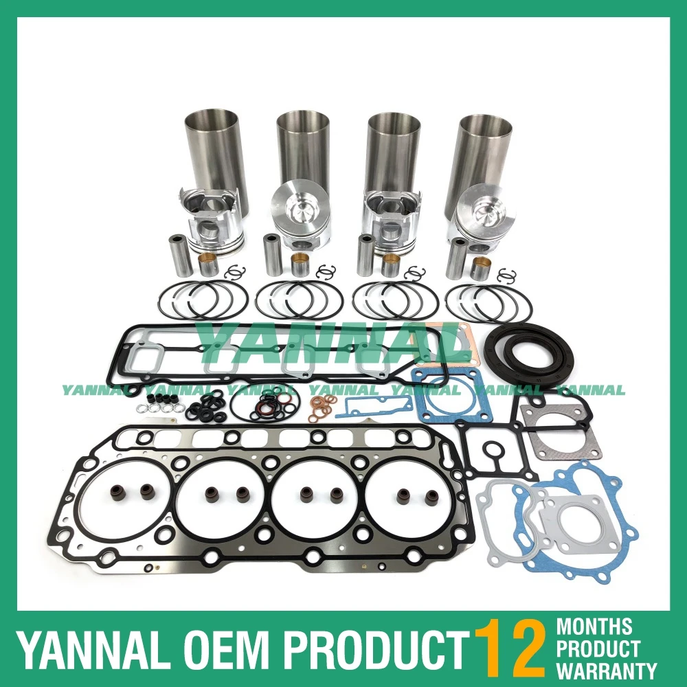 Cylinder Liner Kit With Gasket Set For Yanmar 4TNE106 Excavator Engine Parts