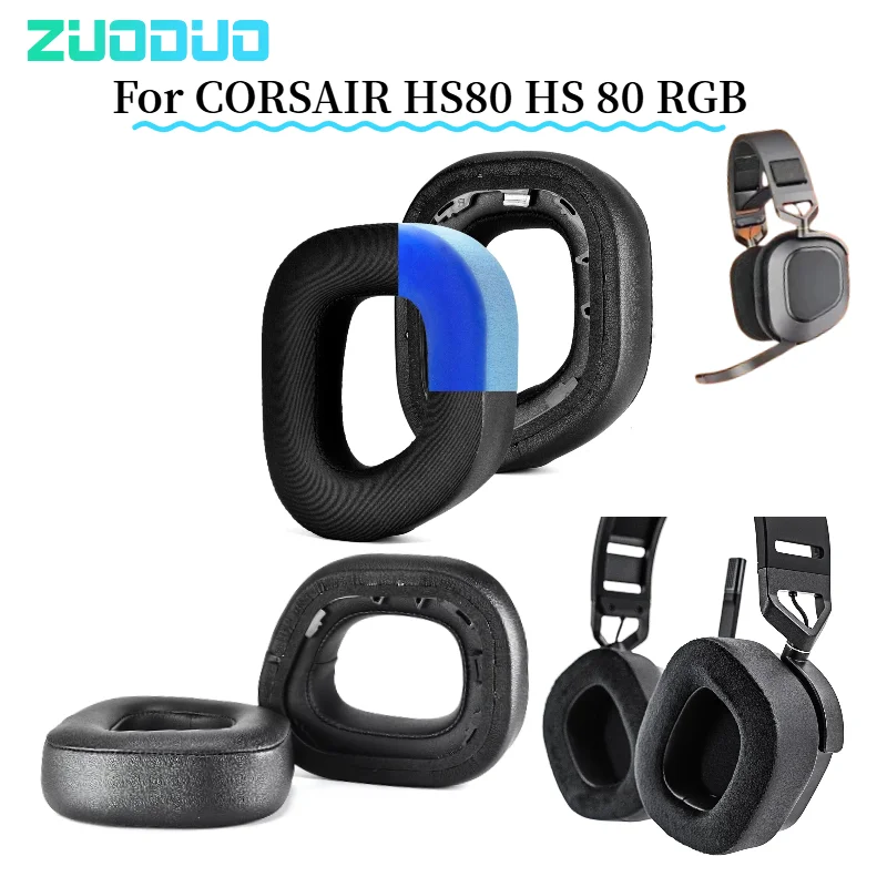 

For CORSAIR HS80 HS 80 RGB Headphones Mesh Protein Leather Earpad Earpads Replacement Foam Ear Pads