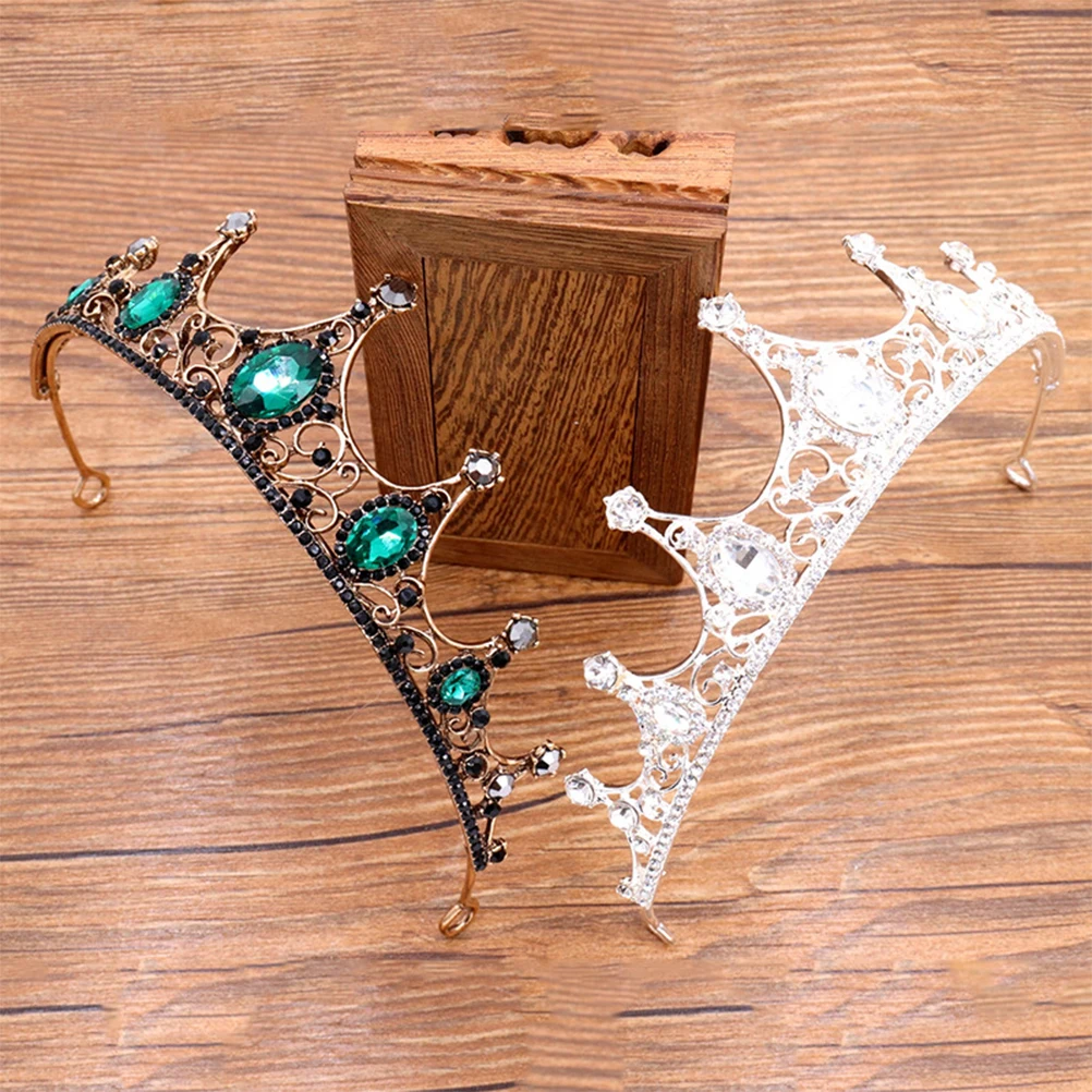 

Baroque Style Bridal Crown Green Stone Elegant Wedding Tiara Bride Hair Decoration Engagement Party Bridal Crown