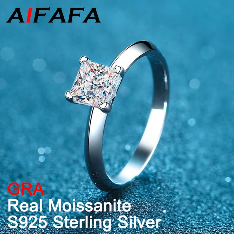 

Женское кольцо с квадратными бриллиантами AIFAFA Real 2 карат муассанит из серебра 925 пробы с покрытием 18 К, свадебное Ювелирное Украшение