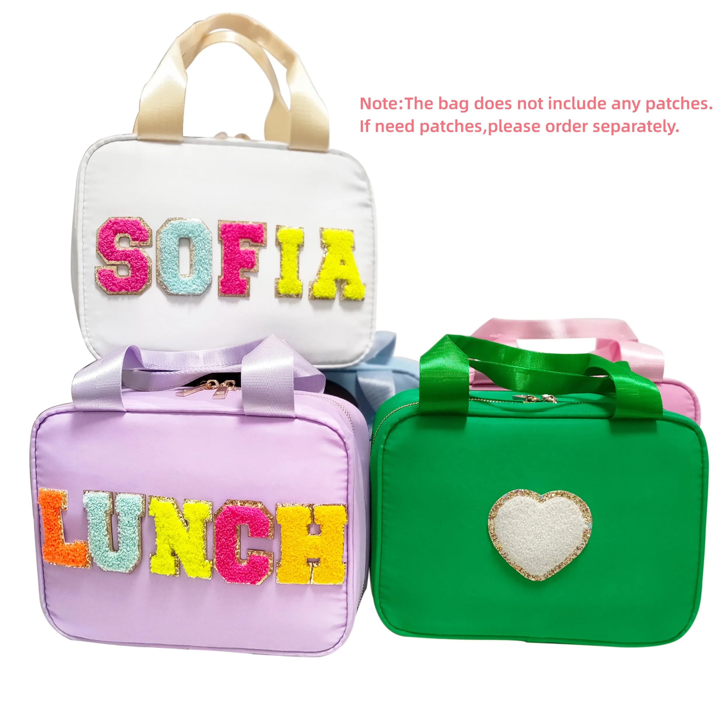 Nylon Insulated Lunch Bag Cooler Bag Student Kids Portable Lunch Box Candy Color Food Picnic Bags