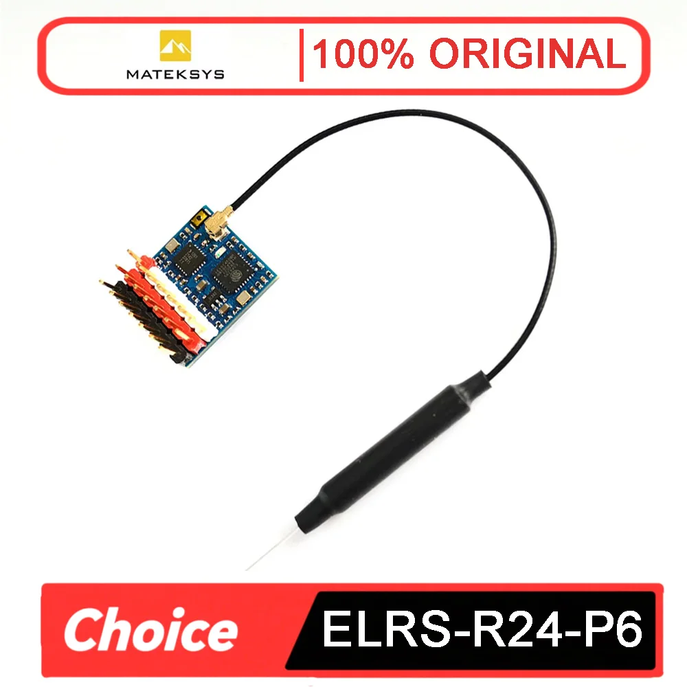 

MATEK ELRS-R24-P6 2.4GHz PWM Receiver - EXPRESSLRS, Antenna Connector, 2-8S VBat Sense for RC FPV Drone