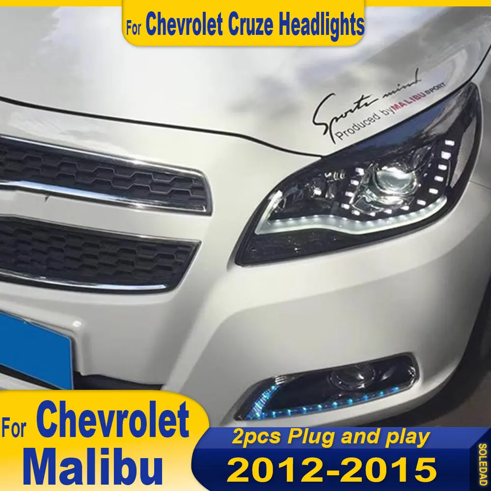 

Автомобильные полностью светодиодные фары, детали для Chevrolet Malibu 2012-2015, запасные передние фары, DRL, дневный свет, проектор, подтяжка лица