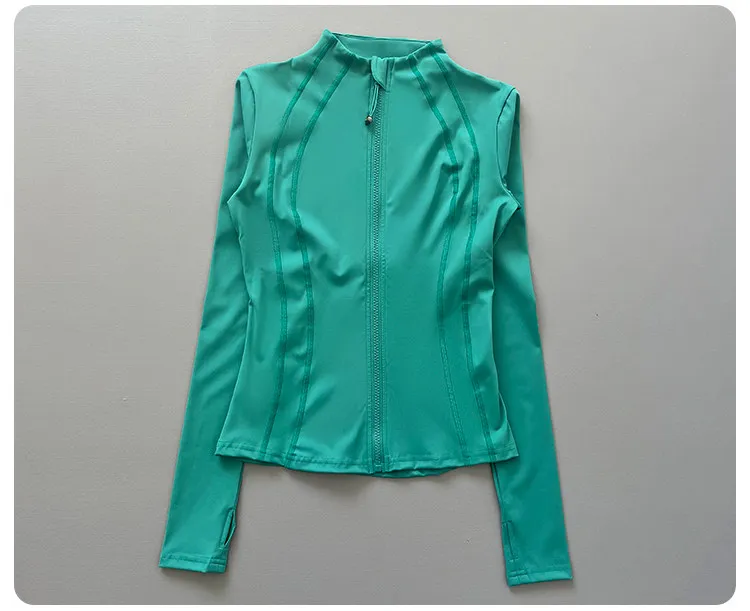 Damen Sportjacke mit Reißverschluss, Langen Ärmeln und Daumenlöchern, Slim Fit, Schnelltrocknend für Laufen, Fitness, Yoga und Sport – Detail 15