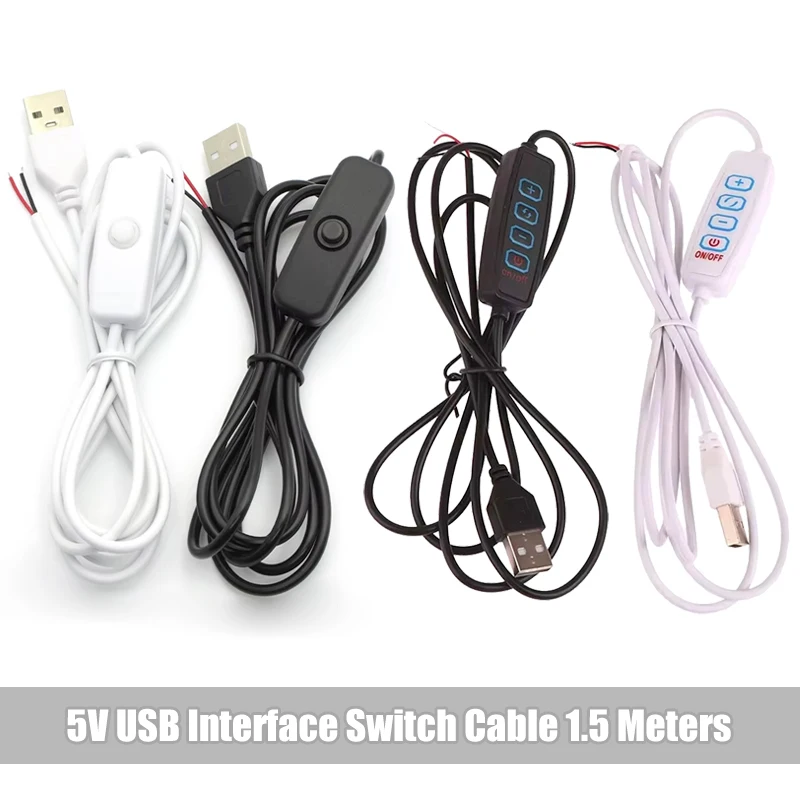 

5 В USB двухцветный диммер, провод контроллера, трехцветный провод включения и выключения, затемняющий провод 1,5 м для светодиодной ленты, лампы накаливания