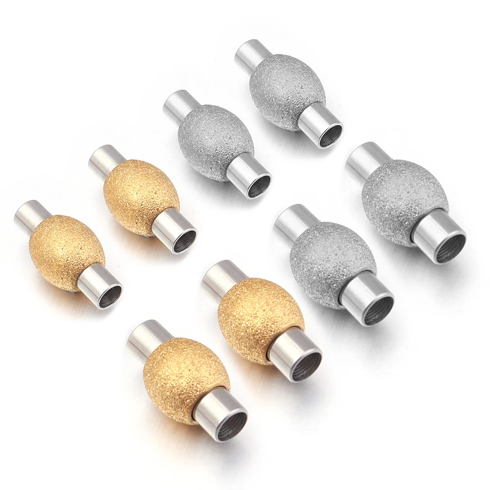 Stainless Steel Strong Magnetic Clasps Matte Oval Round Magnet Buckles End Connectors For DIY Jewelry Making Bracelet Necklace