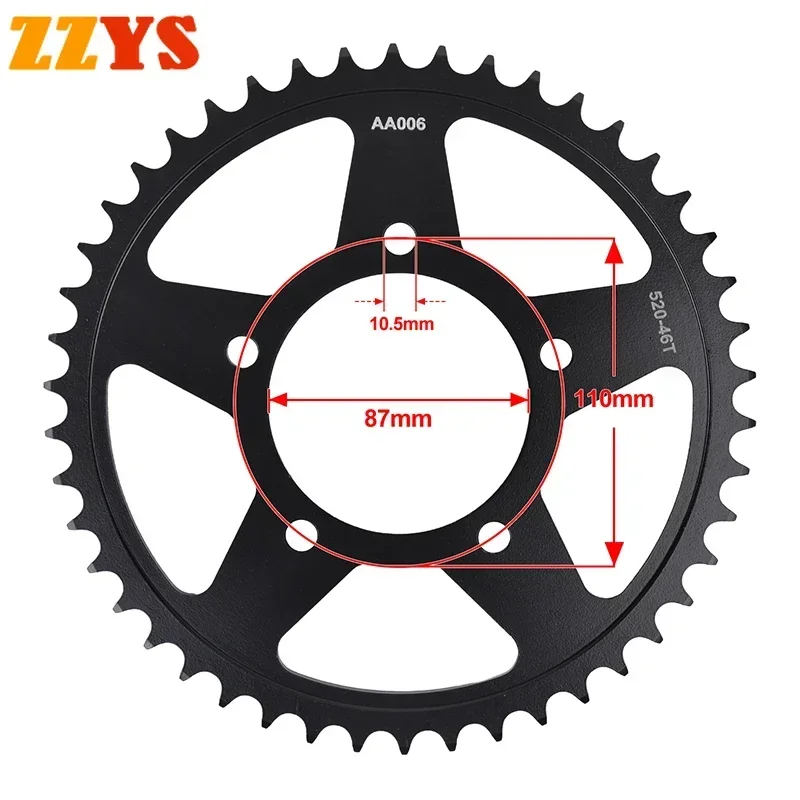 520 46T Tooth Motorcycle Rear Sprocket Gear Star Cam Pinion For Suzuki Road SV650 SV650L SFV650 SFV650A SFV650AZ SFV Gladius 650