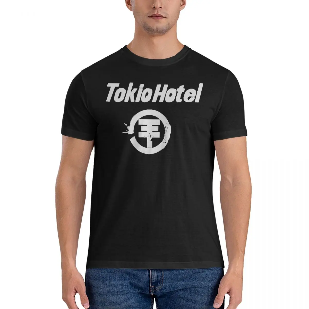 Men's Genres Pop Rock Logo T Shirt Tokio Hotel Pure Cotton Tops Vintage Short Sleeve Crewneck Tee Shirt Printed T-Shirt