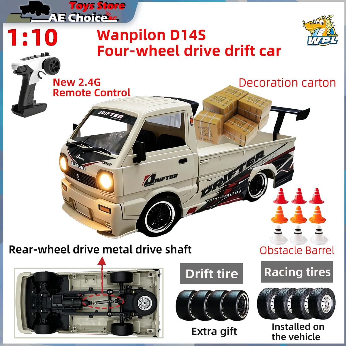 

Радиоуправляемая машинка WPL D14S 1/10 в полном масштабе, с бесщеточным двигателем 2435, полноприводная, электрическая, для дрифта, новая, с пультом 2.4G, светодиодными фарами, игрушка для взрослых и детей