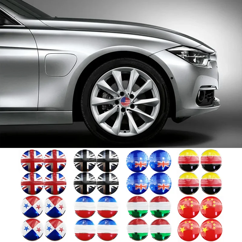 

56mm Aluminum Alloy Car Wheel Center Cap Stickers, Multiple National Flag Designs, Fit for Volkswagen KIA Ford Citroen BMW