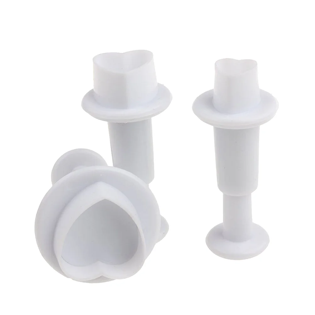 

3 Pcs Cake Tins for Baking Decorations Plunger Embossed Mold Spring Cookie White