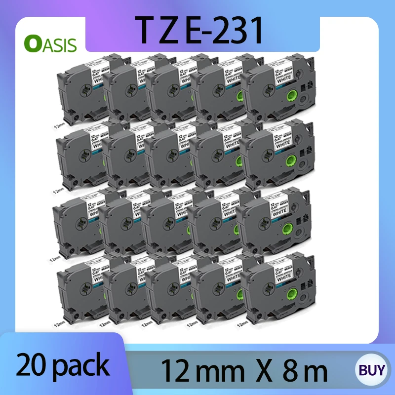 20 PACK TZe-231 Label Tape 12mm 0.47