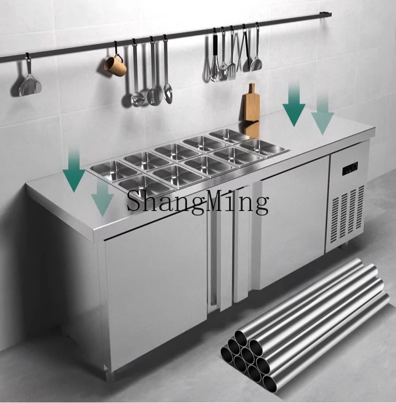 ZYY 商業鮮度保持ワークベンチフルーツフィッシングディスプレイキャビネット冷蔵野菜冷凍庫小型材料冷蔵庫