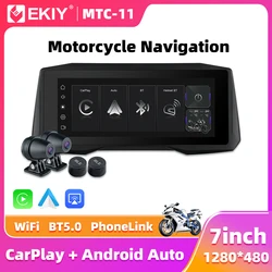EKIY 7 inch Wireless CarPlay Moto Android Auto Portable Digital Motorcycle Dashboard GPS Navigation Display Screen Monitor TPMS