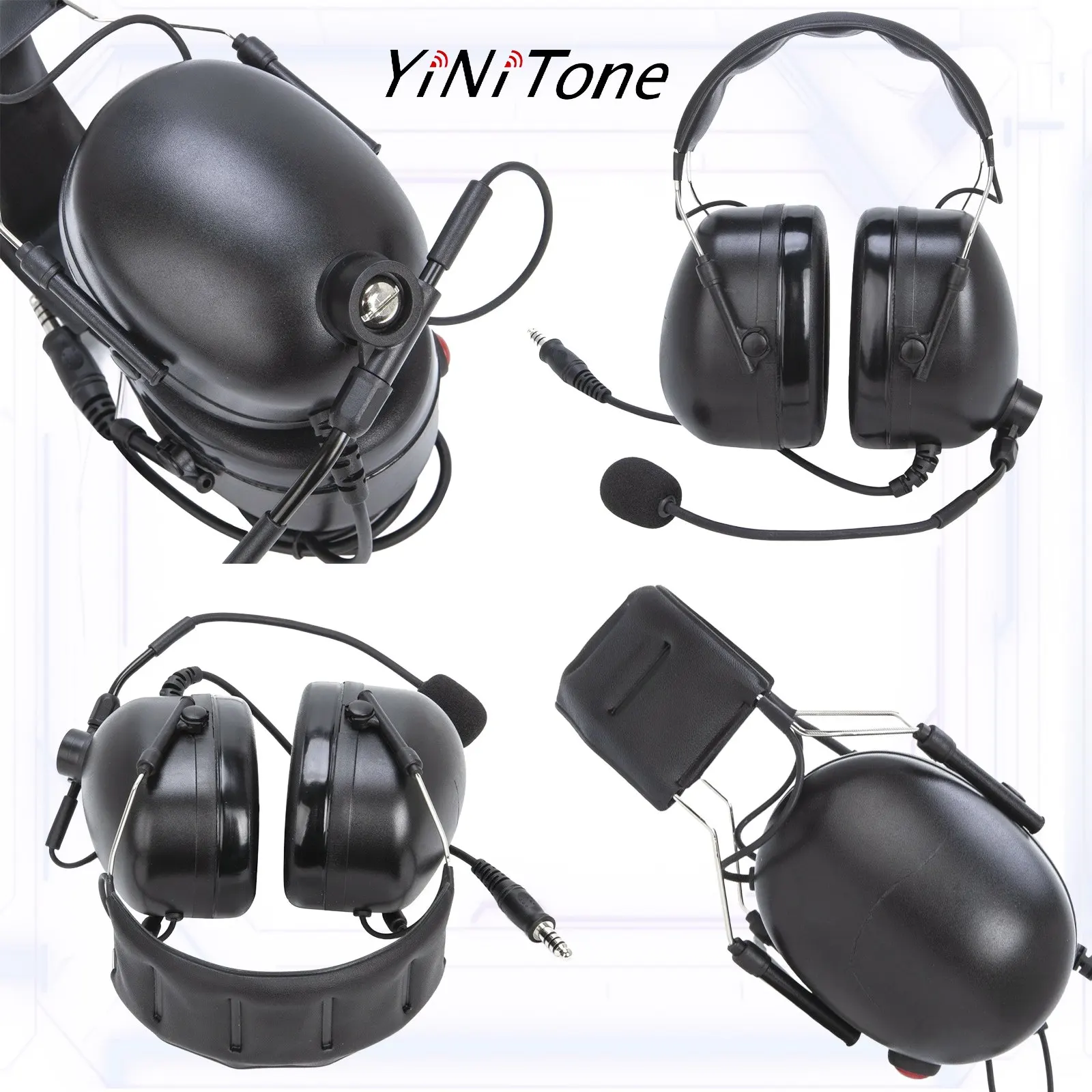 Pilot Luchtvaart Headset set Voor Kenwood HYT TYT Baofeng UV82 UV5R UV6R BF888S Radio oortelefoon met U94 PTT Vinger Microfoon