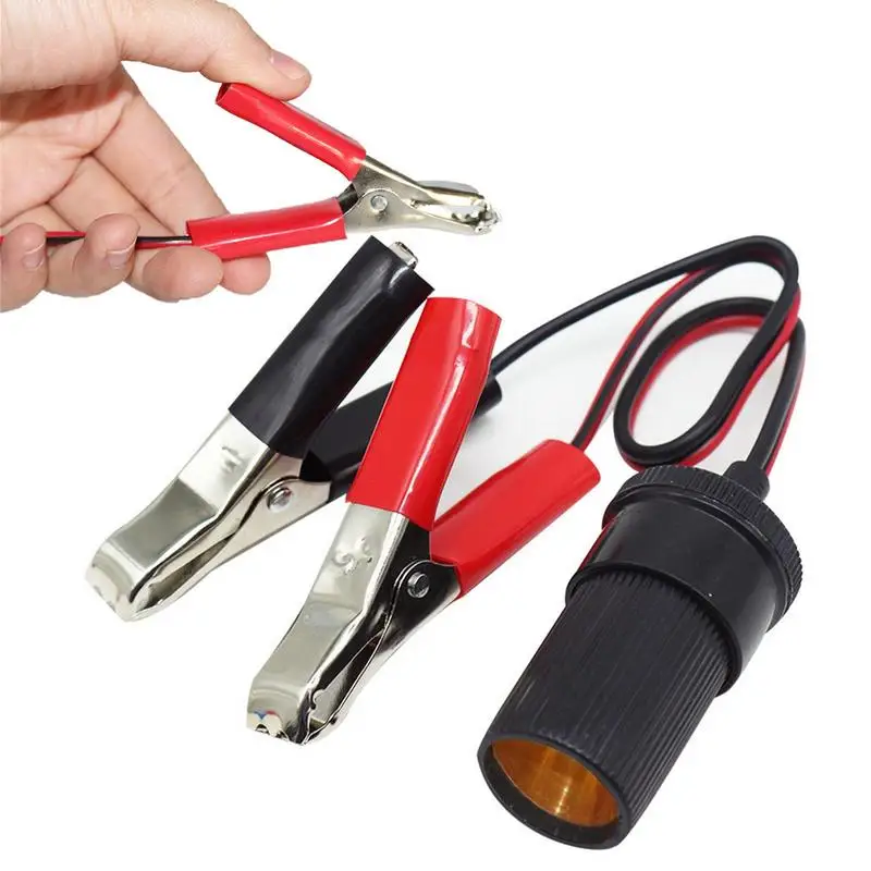 Car Accessories 12V 15A Female Batteries Socket Plug Car Battery Terminal Clamp Clip CigaretteLighter Power Socket Adaptor