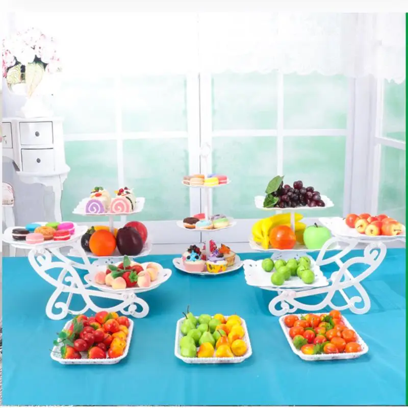 

1/2pcs Cake Stand Dishes Cupcake Snacks Plates Three-layer Creative Fruit Basket