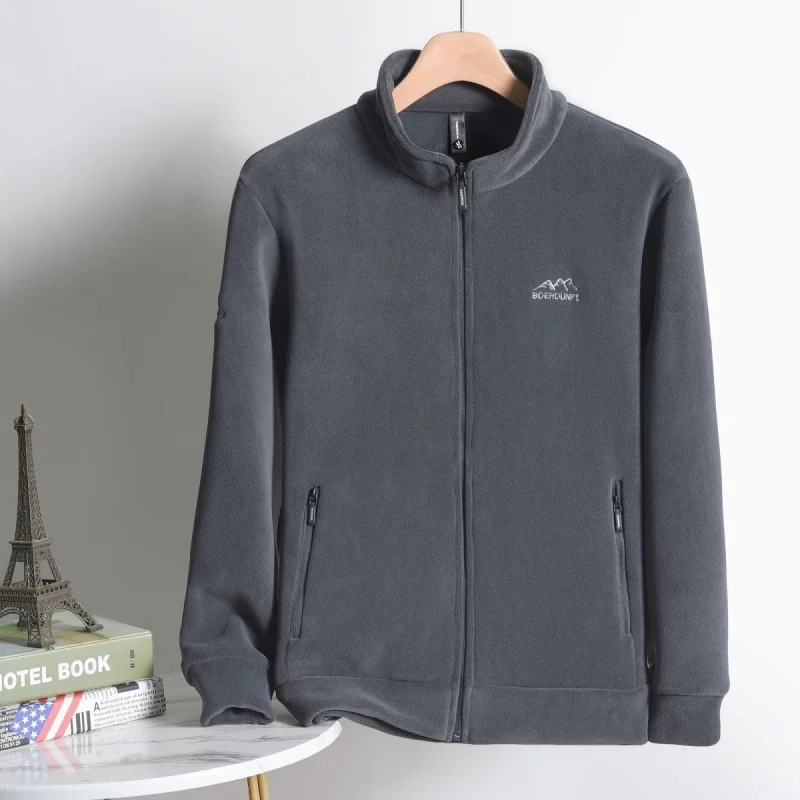 

Зимний мужской открытый кардиган на молнии, двусторонний пушистый повседневный тюнет, теплое олонское пальто из полиэфирного волокна