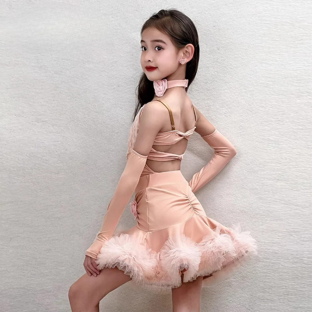 

Girls' 2026 Professional Latin Dance Costume Summer New Design Children's High-End Performance Costume Training Suit Set
