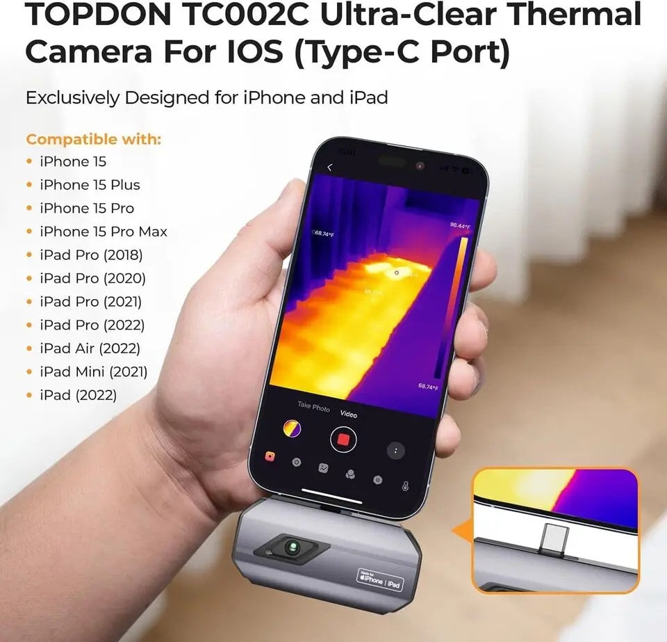 TOPDON TC002C Thermal Camera for IOS TYPE C 256 x 192 IR High Resolution Infrared Test Report Upgraded Version of TC002