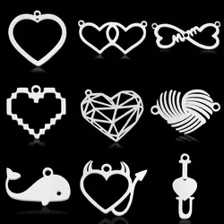 5pcs/lot 316 Stainless Steel Mom Heart Whale DIY Charm Connector for Necklace Making Wholesale Custom Bracelet Charms Pendant