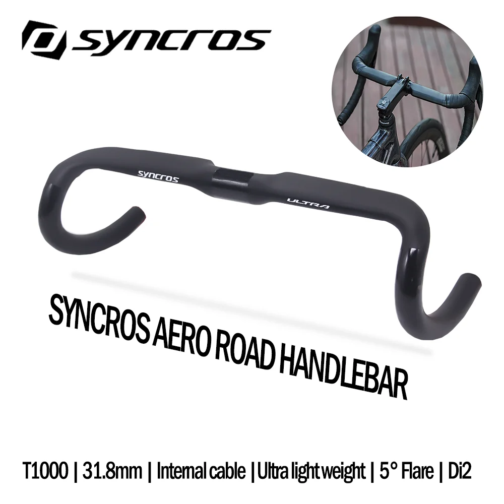 Syncros AERO T1000 Road Handlebar 360-420mm Black Matt Internal Routing Road Bicycle Gravel Cockpit Bicycle part