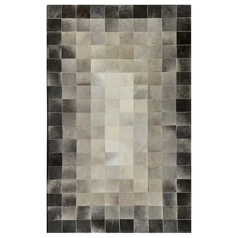 

Nordic Luxury Real Cowhide Fur Carpet Handmade Patchwork Sofa Coffee Table Floor Mat for Living Room Bedroom