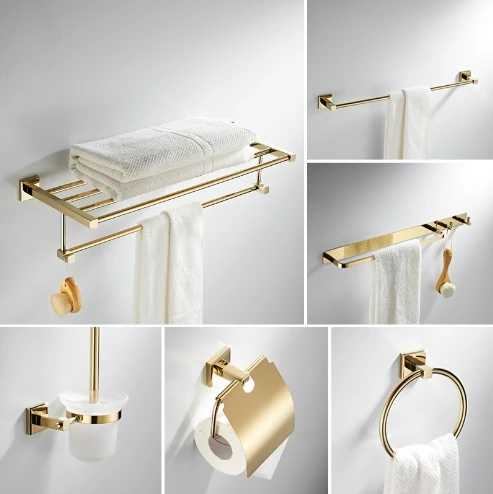 Bathroom  Gold Shower  Stainless Steel Bathroom Accessory Set