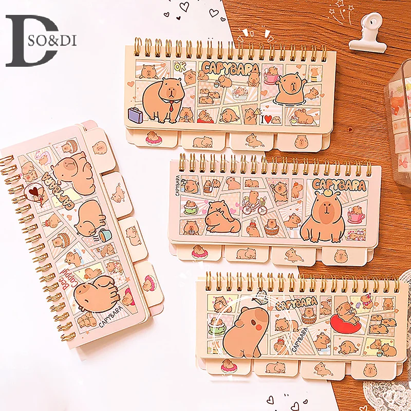 Kawaii Staacquersing Office Accessrespiration, School Supplies, Mini Notebook, Portable, Small Notepad, 03 Notes, Capybara Diary