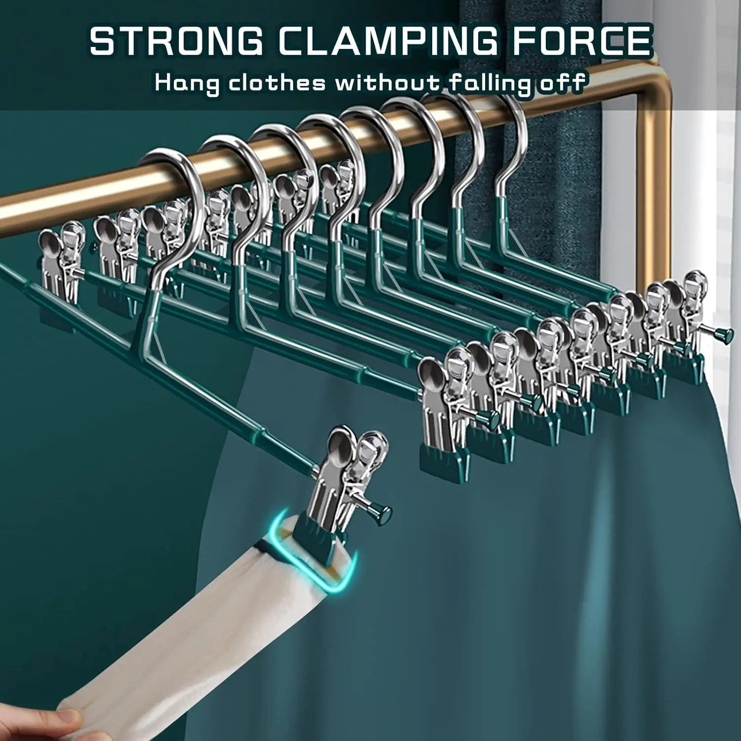 Pants Hangers with Clips Adjustable Skirt Hangers for Women Non-Slip Trousers Hanger for Jeans Clothes Hangers for Pants
