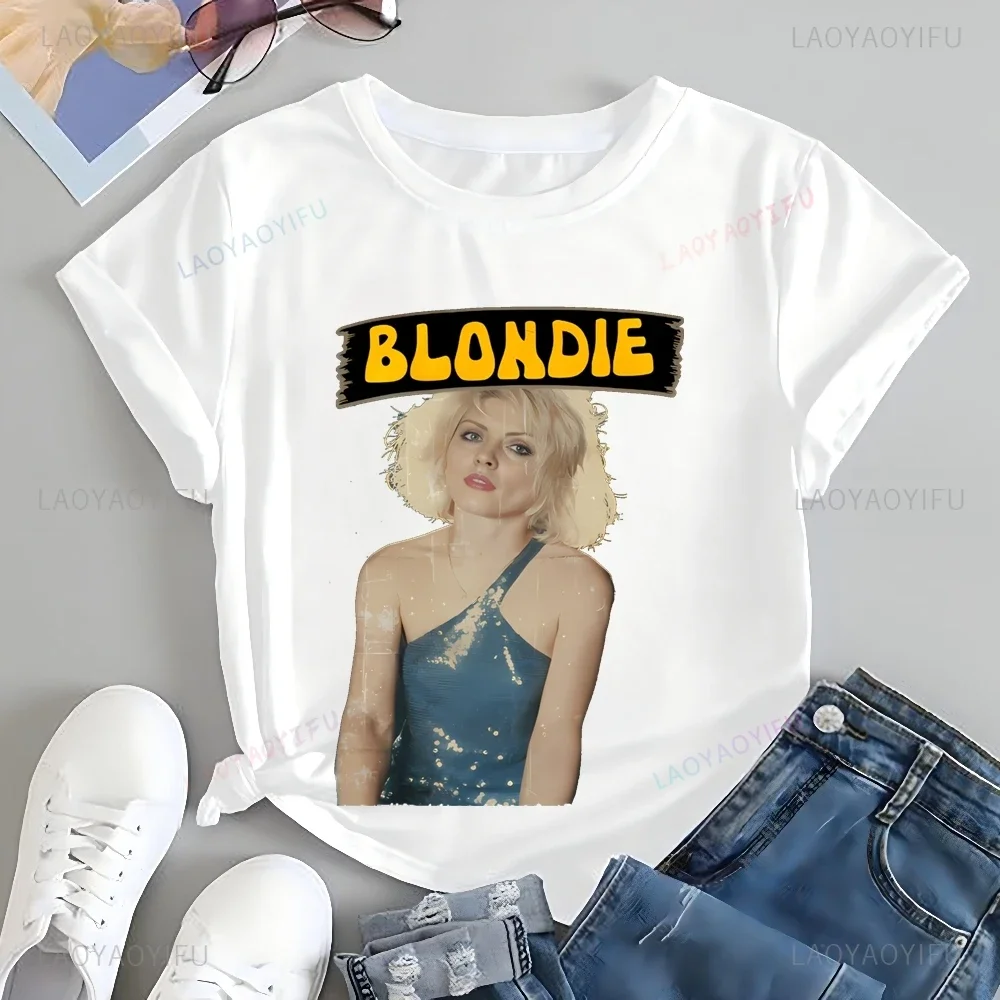ملابس علوية كلاسيكية من Punk Rock Chica 70s من Banda Estampado Camisetas بلوندي Tendencia Camisas للجنسين Estampado Camisetas Grandes #4