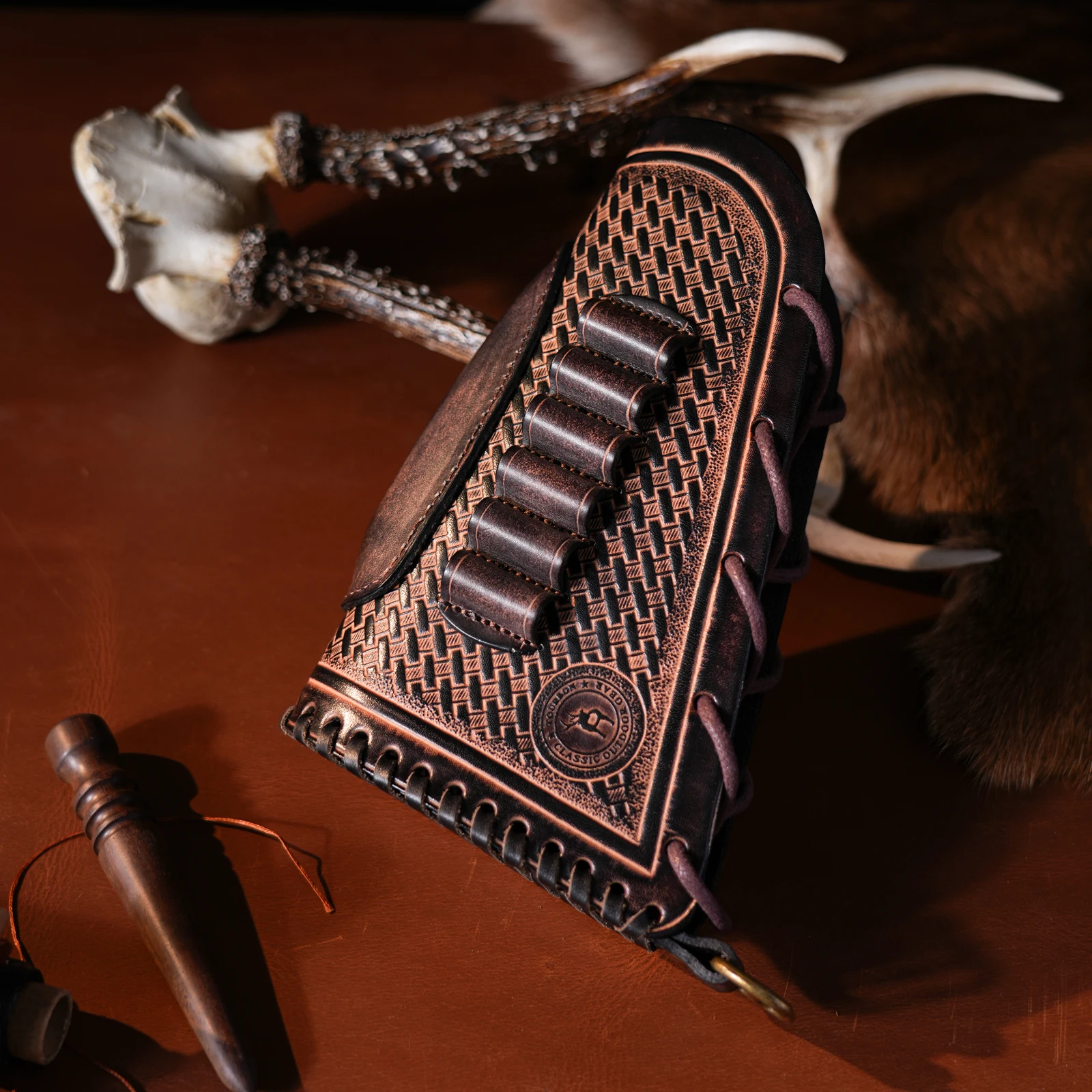 Tourbon Jagd-Leder-Gewehrschaftabdeckung, verstellbare Gewehrschaftauflage mit Munitionsschlaufen, passend für 30.06, 30.30, 308 usw. – Detail 21