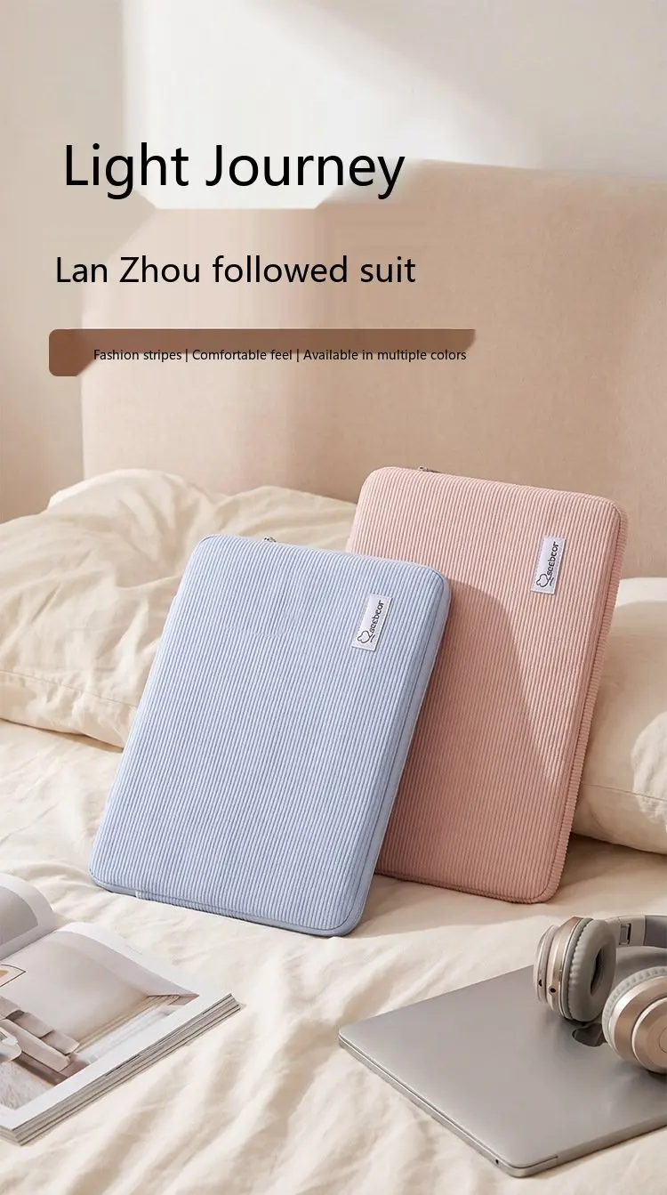 Corduroy-Laptop-Hülle 11-15,6 Zoll Retro-Schutztasche für Notebook und Tablet – Detail 1