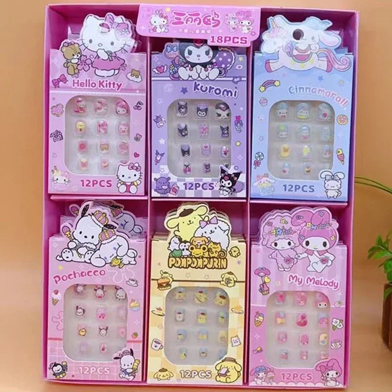New 6 Box Sanrio Nail Sticker Anime Stickers Fashion Manicure Stickers Manicure Tattoos Set Mymelody Kuromi Cinnamoroll Gift