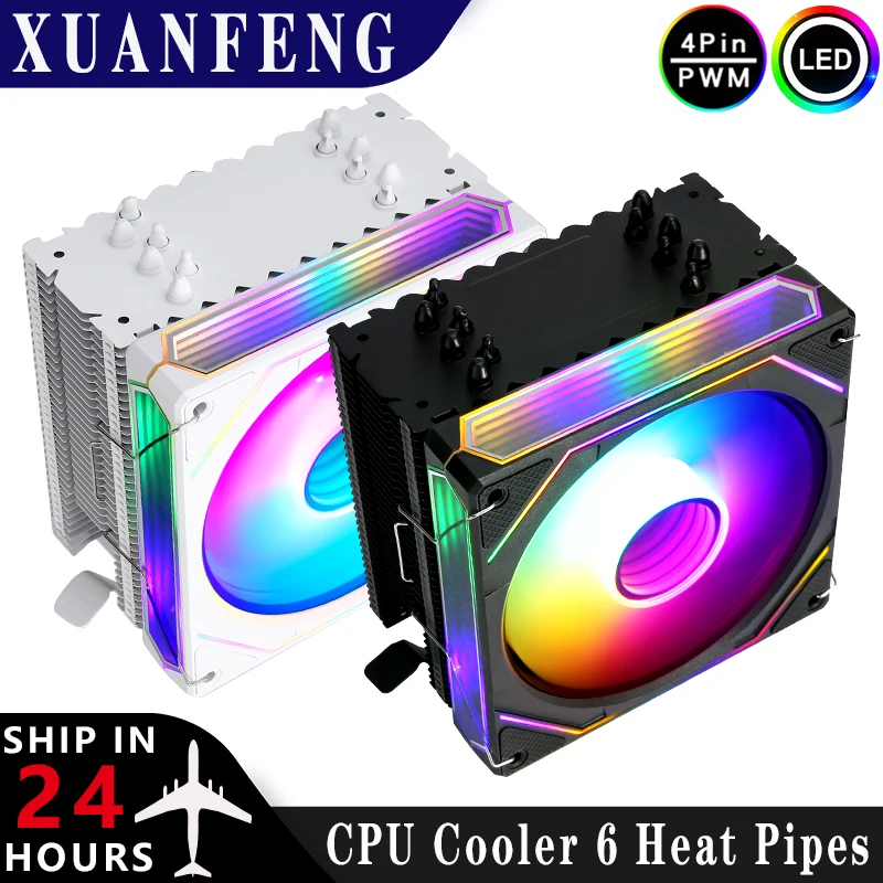 

CPU Cooler 120mm Fan 4Pin/PWM X79 X99 AM3 AM4 AM5 AMD Processor 4/6 Heat Pipe Air-Cooled Installing LGA775 115x 1200 1700 1366