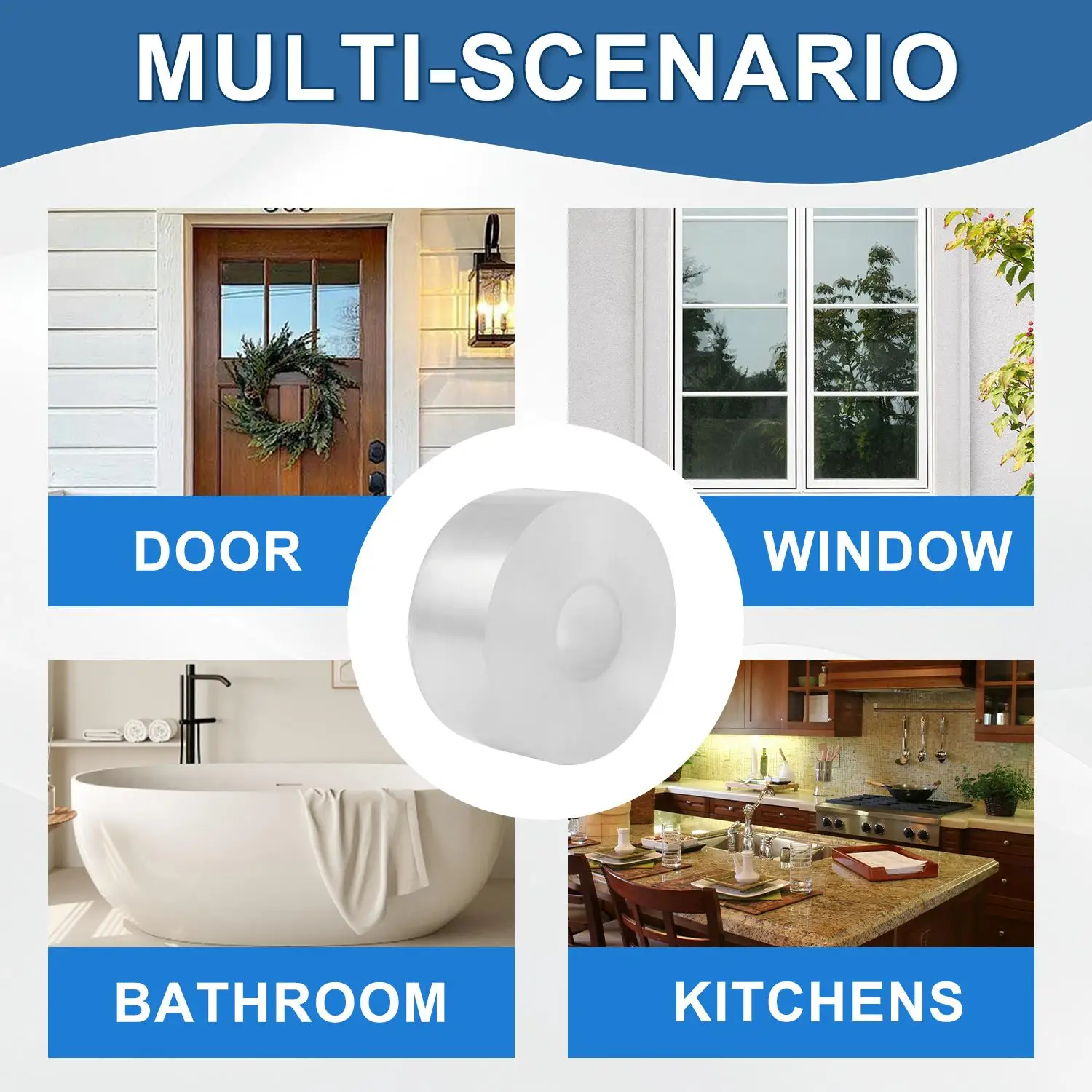 Cinta aislante para ventanas resistente a la intemperie, 2 pulgadas x 33 pies, cinta de sellado de invierno transparente sin residuos, resistente al viento, hermética para puertas y ventanas