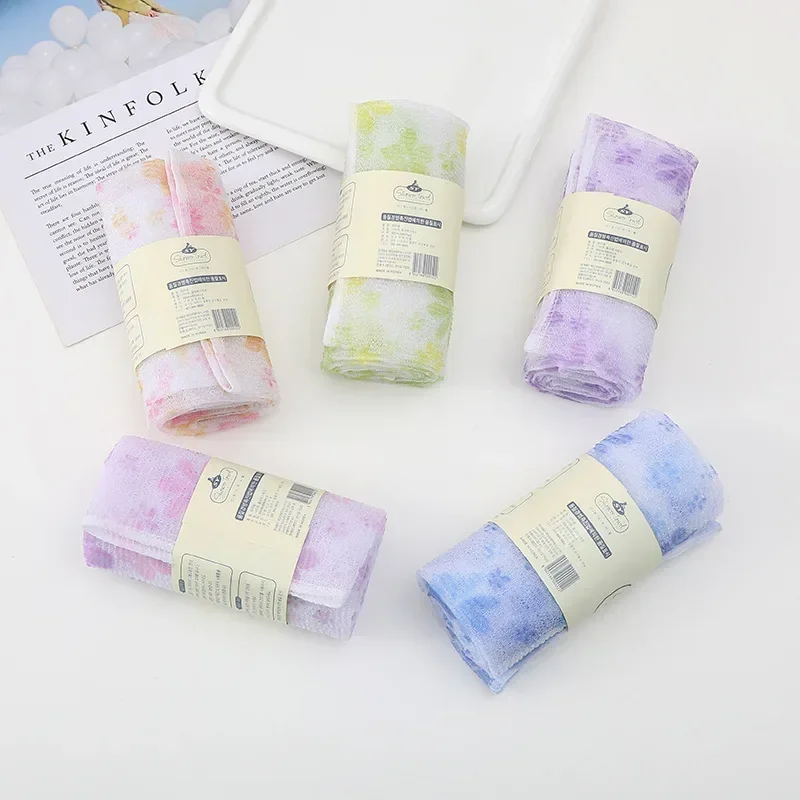 Korean Nylon Printed Sauna Towel Female Bath Towel Rub Back Artifact Rub Back Long Strip Scrub Towel Bath Ball Bath Flower Tools