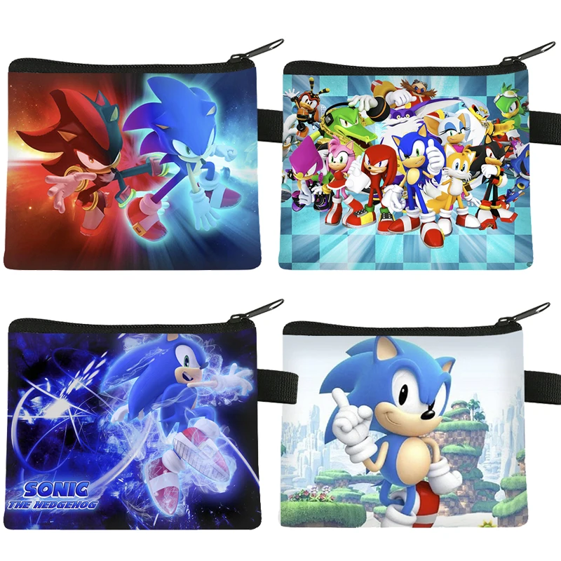 Game Sonic Coin Purse Female Wallet Anime Sonic The Hedgehog Portable ID Card Holders Children's Key Storage Bag Birthday Gifts